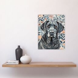 "Artery8 Dog Lover Labrador Retriever Floral Watercolour Wall Art Print - Size: W24"" x H32""" - thumbnail 4