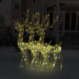 Berkfield Home Stunning Acrylic Reindeer Christmas Decorations 3 pcs 120 cm Warm in White - thumbnail 2