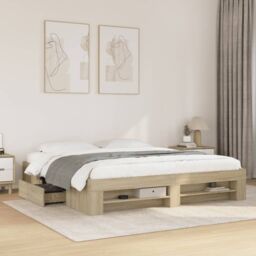 Berkfield Home Bed Frame without Mattress Sonoma Oak 180x200 cm Super King Engineered Wood in Brown - thumbnail 1