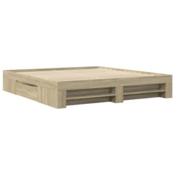 Berkfield Home Bed Frame without Mattress Sonoma Oak 180x200 cm Super King Engineered Wood in Brown - thumbnail 3
