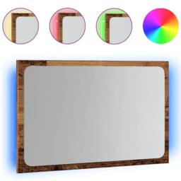 Berkfield Home Bathroom Mirror with LED Light Old Wood 60x8.5x38 cm in Brown - thumbnail 2