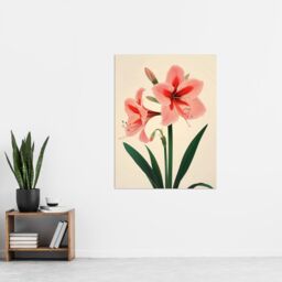"Artery8 Amaryllis Flower Bloom Stylised Botanical Design Wall Art Print in Pink - Size: W18"" x H24""" - thumbnail 4