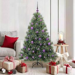 Berkfield Home Realistic Artificial Christmas Tree with 150 LEDs Green 150 cm PE - thumbnail 2