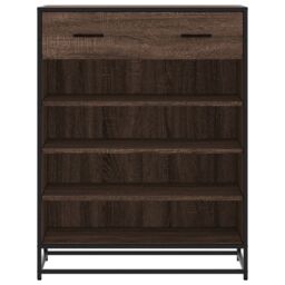 Berkfield Home Shoe Cabinet Brown Oak 75x38x97.5 cm Engineered Wood & Metal - thumbnail 4