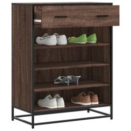 Berkfield Home Shoe Cabinet Brown Oak 75x38x97.5 cm Engineered Wood & Metal