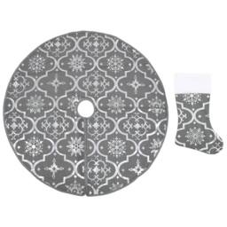 Berkfield Home Luxury Christmas Tree Skirt with Sock Grey 150 cm Fabric