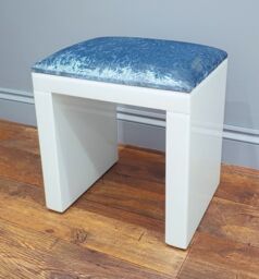 7seas Dressing Table Handmade Stool Crushed Velvet White Glass for Hollywood Mirror Vanity - thumbnail 3