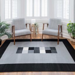 Kukoon Runner Rug Black Grey Modern Abstract Long Hallway Rugs - Size: 60 cm x 240 cm - thumbnail 3