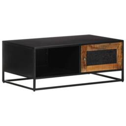 Berkfield Home Coffee Table 90x50x35 cm Rough Mango Wood in Brown - Size: 90 x 50 x 35 cm - thumbnail 7