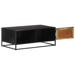 Berkfield Home Coffee Table 90x50x35 cm Rough Mango Wood in Brown - Size: 90 x 50 x 35 cm - thumbnail 3