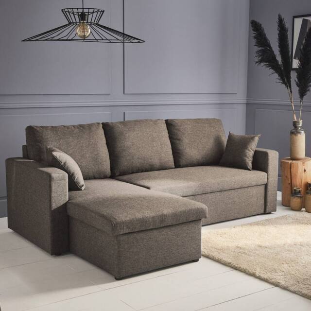 sweeek 3-seater reversible corner sofa bed with storage in Taupe - image 1