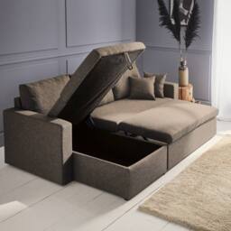 sweeek 3-seater reversible corner sofa bed with storage in Taupe - thumbnail 6