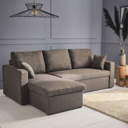 sweeek 3-seater reversible corner sofa bed with storage in Taupe