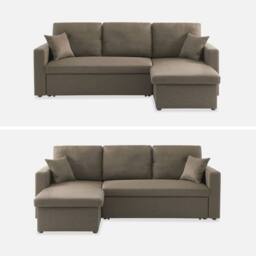 sweeek 3-seater reversible corner sofa bed with storage in Taupe - thumbnail 2