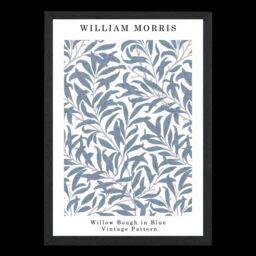 ARTZE William Morris Willow in Blue Art Print / Black Frame / SIZE: A4 in Mid Blue - thumbnail 2