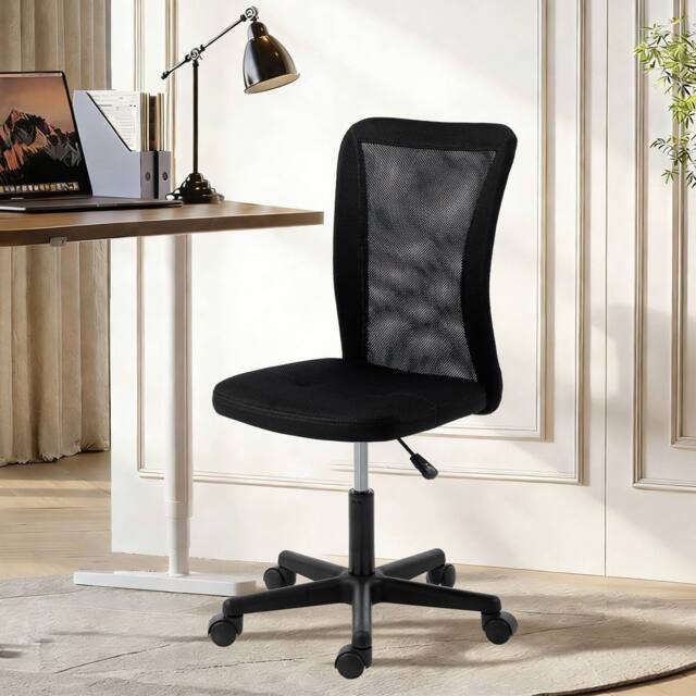 VINSETTO Armless Office Chair, Swivel Desk Chair w/ Adjustable Height, Black - image 1