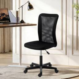 VINSETTO Armless Office Chair, Swivel Desk Chair w/ Adjustable Height, Black