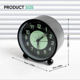 KORVIXA Alarm Clock Bedside No Ticking Battery Power Silent Luminous Clock in Black - Size: 100 cm x 100 cm - thumbnail 2