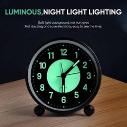 KORVIXA Alarm Clock Bedside No Ticking Battery Power Silent Luminous Clock in Black - Size: 100 cm x 100 cm - thumbnail 5