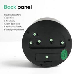 KORVIXA Alarm Clock Bedside No Ticking Battery Power Silent Luminous Clock in Black - Size: 100 cm x 100 cm - thumbnail 3