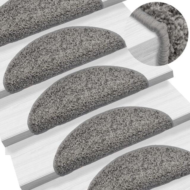 Berkfield Home Carpet Stair Treads 15 pcs Grey 56x17x3 cm - Size: Medium - image 1