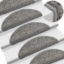 Berkfield Home Carpet Stair Treads 15 pcs Grey 56x17x3 cm - Size: Medium - thumbnail 1