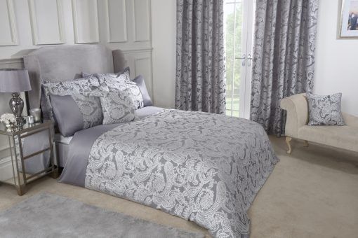 New Edge Blinds Cavendish Duvet Set in Grey - Size: Super King - image 1