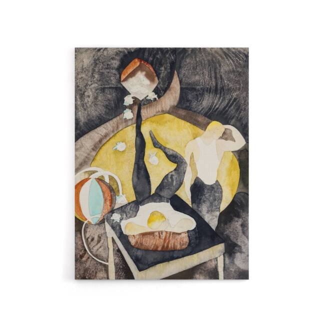 "Artery8 Two Acrobat Jugglers in Vaudeville Demuth Canvas Wall Art Print in Grey - Size: W24"" x H32""" - image 1