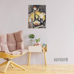 "Artery8 Two Acrobat Jugglers in Vaudeville Demuth Canvas Wall Art Print in Grey - Size: W24"" x H32""" - thumbnail 3