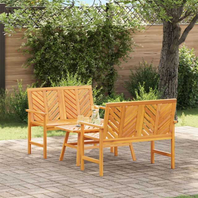 Berkfield Home 3 Piece Garden Lounge Set Solid Wood Acacia in Brown - image 1