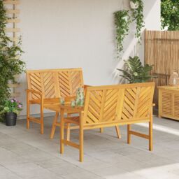 Berkfield Home 3 Piece Garden Lounge Set Solid Wood Acacia in Brown - thumbnail 4