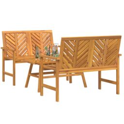 Berkfield Home 3 Piece Garden Lounge Set Solid Wood Acacia in Brown - thumbnail 3