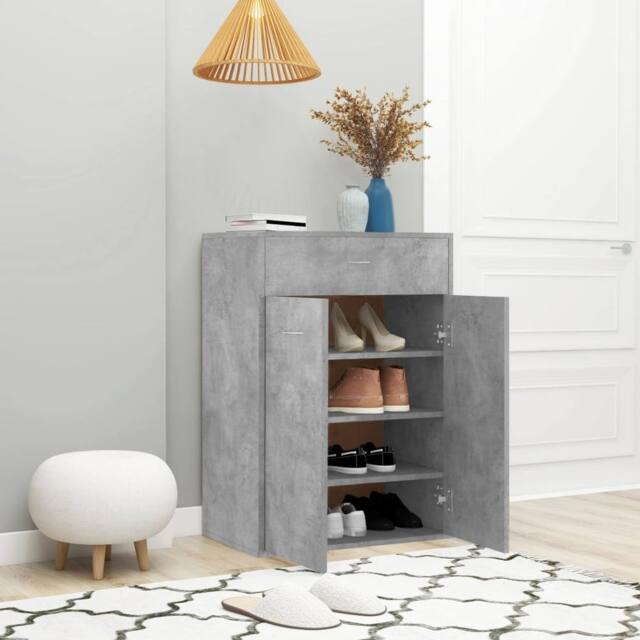 Berkfield Home Shoe Cabinet Concrete Grey 60x35x84 cm Engineered Wood - Size: 60 x 35 x 84 cm - image 1