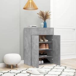Berkfield Home Shoe Cabinet Concrete Grey 60x35x84 cm Engineered Wood - Size: 60 x 35 x 84 cm - thumbnail 1