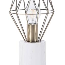 Wyld and Coco Table Lamp - Diamond Cage Shade with Marble-Look Round Base in Bronze - thumbnail 2