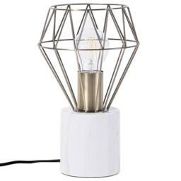 Wyld and Coco Table Lamp - Diamond Cage Shade with Marble-Look Round Base in Bronze - thumbnail 4