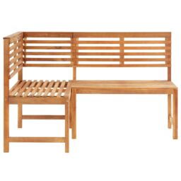 Berkfield Home Garden Corner Bench 140 cm Solid Acacia Wood in Brown - thumbnail 2