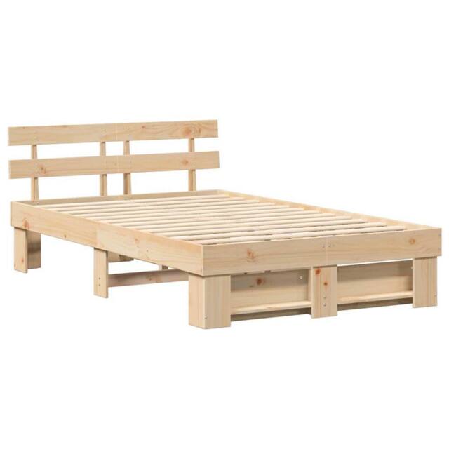 Berkfield Home with Headboard Brown 135 x 190 cm Solid pine wood in Light Tan - image 1