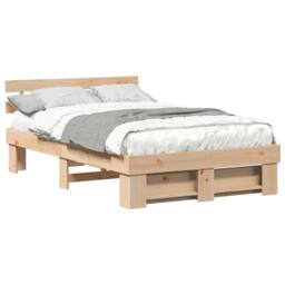 Berkfield Home with Headboard Brown 135 x 190 cm Solid pine wood in Light Tan - thumbnail 3