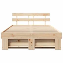 Berkfield Home with Headboard Brown 135 x 190 cm Solid pine wood in Light Tan - thumbnail 5