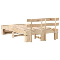 Berkfield Home with Headboard Brown 135 x 190 cm Solid pine wood in Light Tan - thumbnail 7
