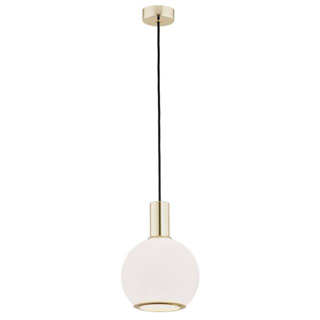 Netlighting Sagunto Dome 20cm Pendant Ceiling Light Opal Matt Brass Steel in Metallic Gold