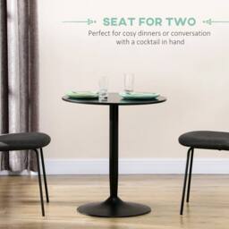 VOGREX Round Dining Table w/ Steel Base, Non-slip Pad for Living Room Black - Size: 100 cm x 80 cm - thumbnail 6