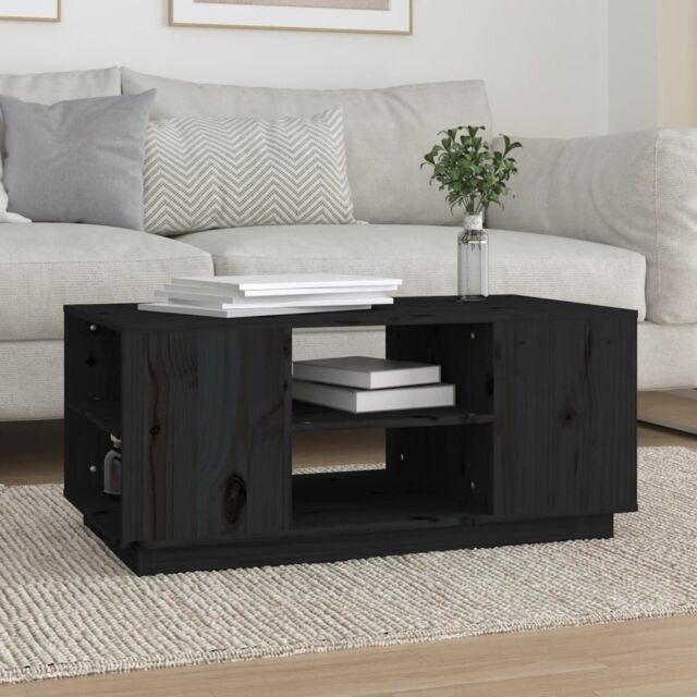 Berkfield Home Coffee Table Black 90x49x40.5 cm Solid Wood Pine - image 1
