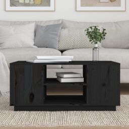 Berkfield Home Coffee Table Black 90x49x40.5 cm Solid Wood Pine - thumbnail 3