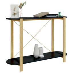 Berkfield Home Console Table Black 110x38x75 cm Engineered Wood - Size: 110 x 38 x 75 cm - thumbnail 4