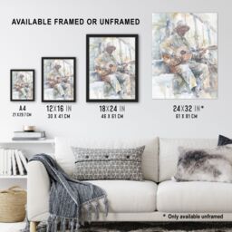 "Artery8 Street Musician Playing Guitar Watercolour Wall Art Print in Grey - Size: W24"" x H32""" - thumbnail 3