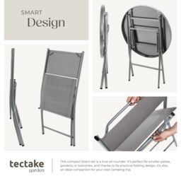 tectake Garden Table & Chairs Duesseldorf in Grey - Size: 2 Seater - thumbnail 3