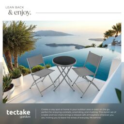 tectake Garden Table & Chairs Duesseldorf in Grey - Size: 2 Seater - thumbnail 4