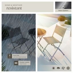 tectake Garden Table & Chairs Duesseldorf in Grey - Size: 2 Seater - thumbnail 7